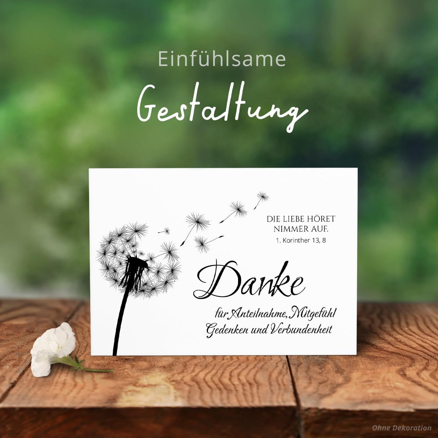 8 Trauer Danksagungskarten ausfüllbar mit Umschlag - Danke Trauerkarten Postkarten nach Beerdigung zum Ausfüllen mit Text Motiv Pusteblume Löwenzahn