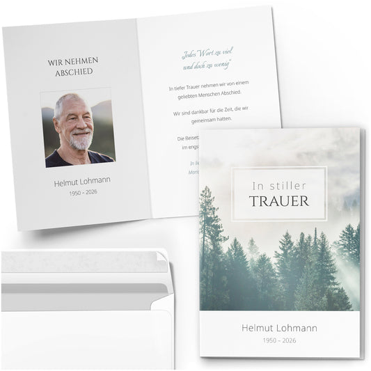 Trauerkarte "Wald im Nebel"