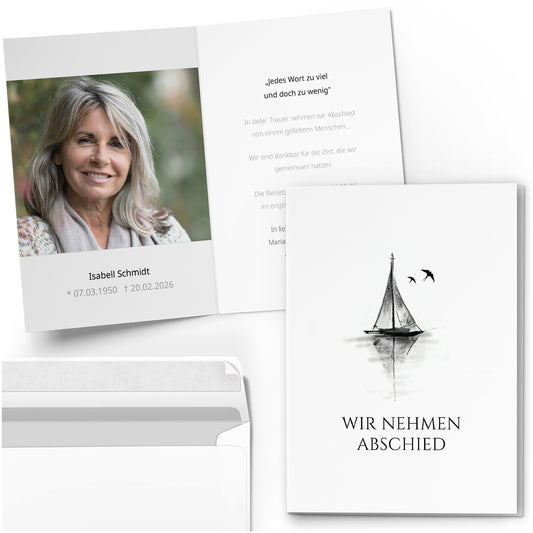 Trauerkarte "Segelboot"