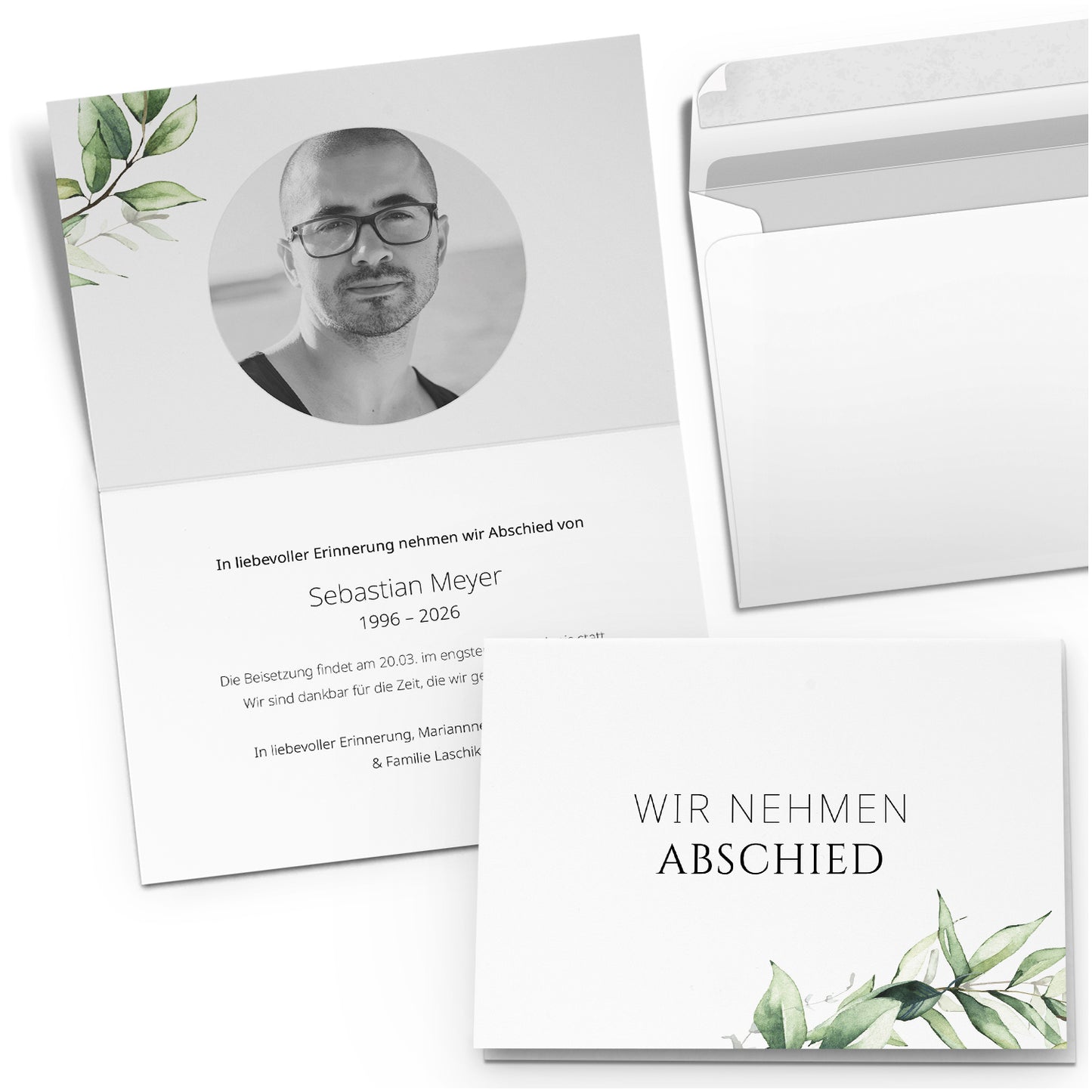 Trauerkarte "Grüne Blätter"