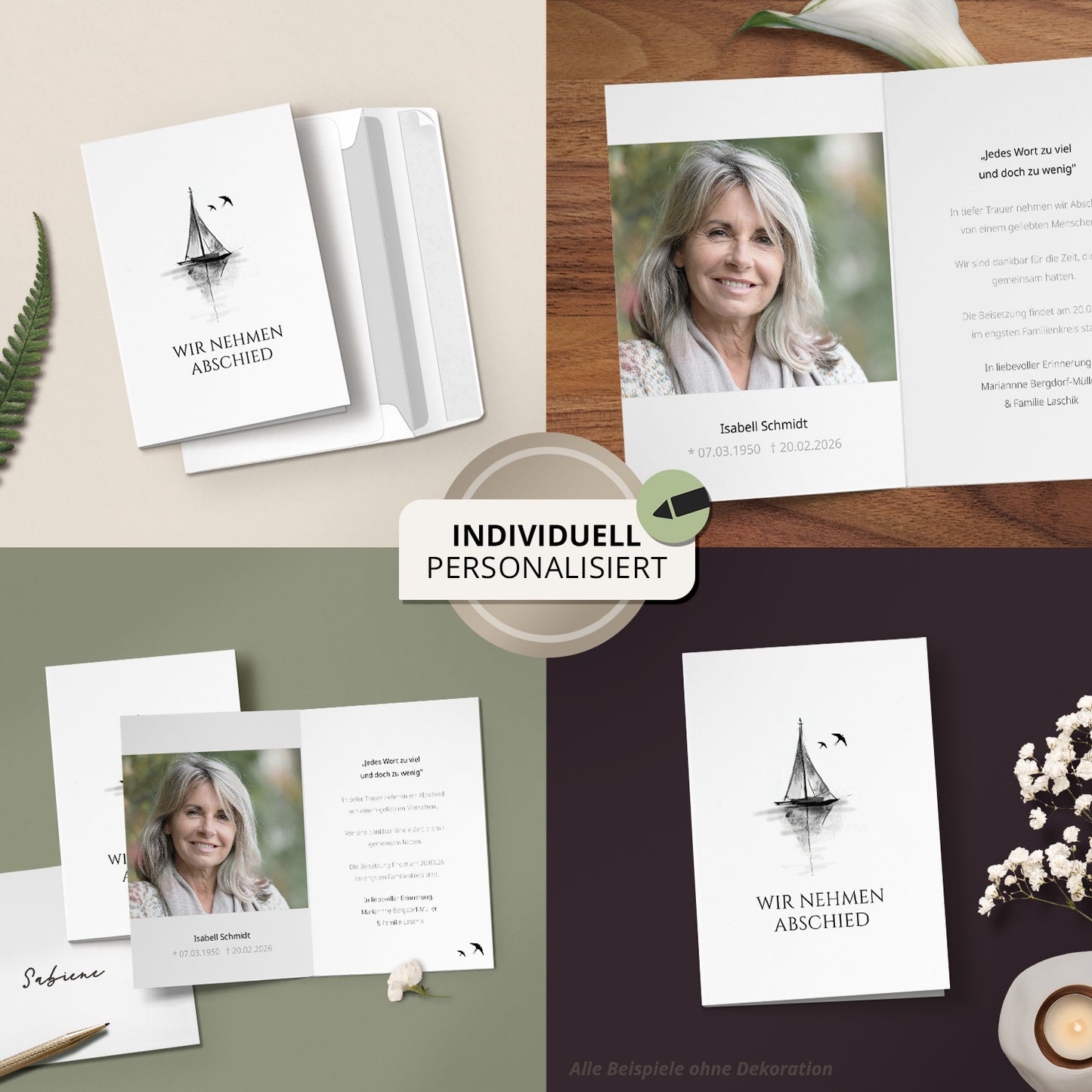 Trauerkarte "Segelboot"