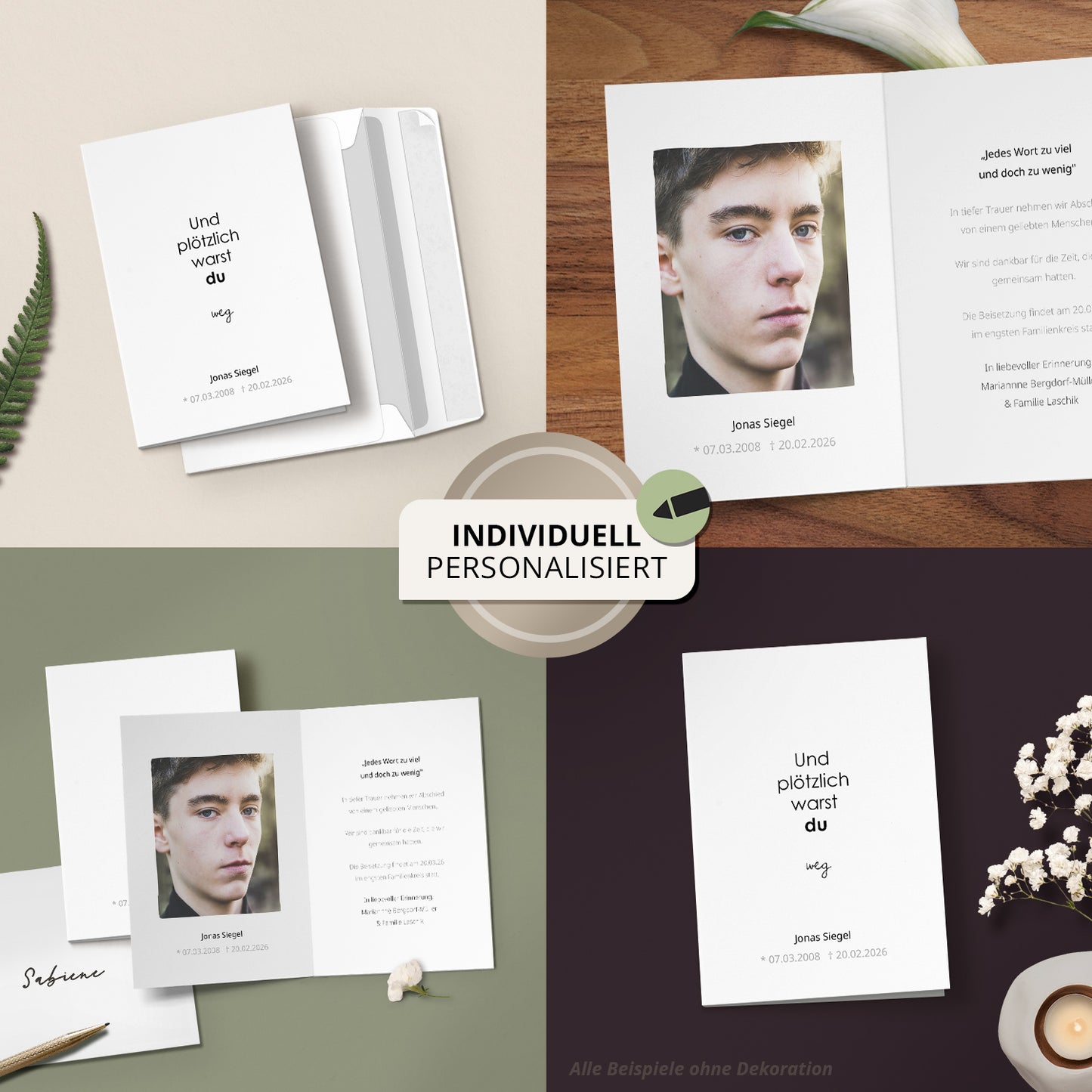 Trauerkarte "Und plötzlich"