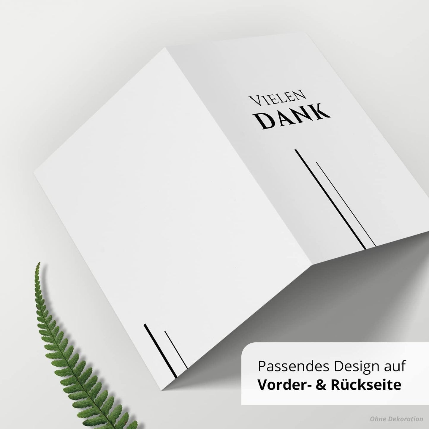 Danksagungskarten Trauer – 10 Klappkarten mit Umschlägen – Motiv: 2 Striche Edel – Trauerkarten Danksagung mit Text – Dankeskarten Trauer nach Beerdigung