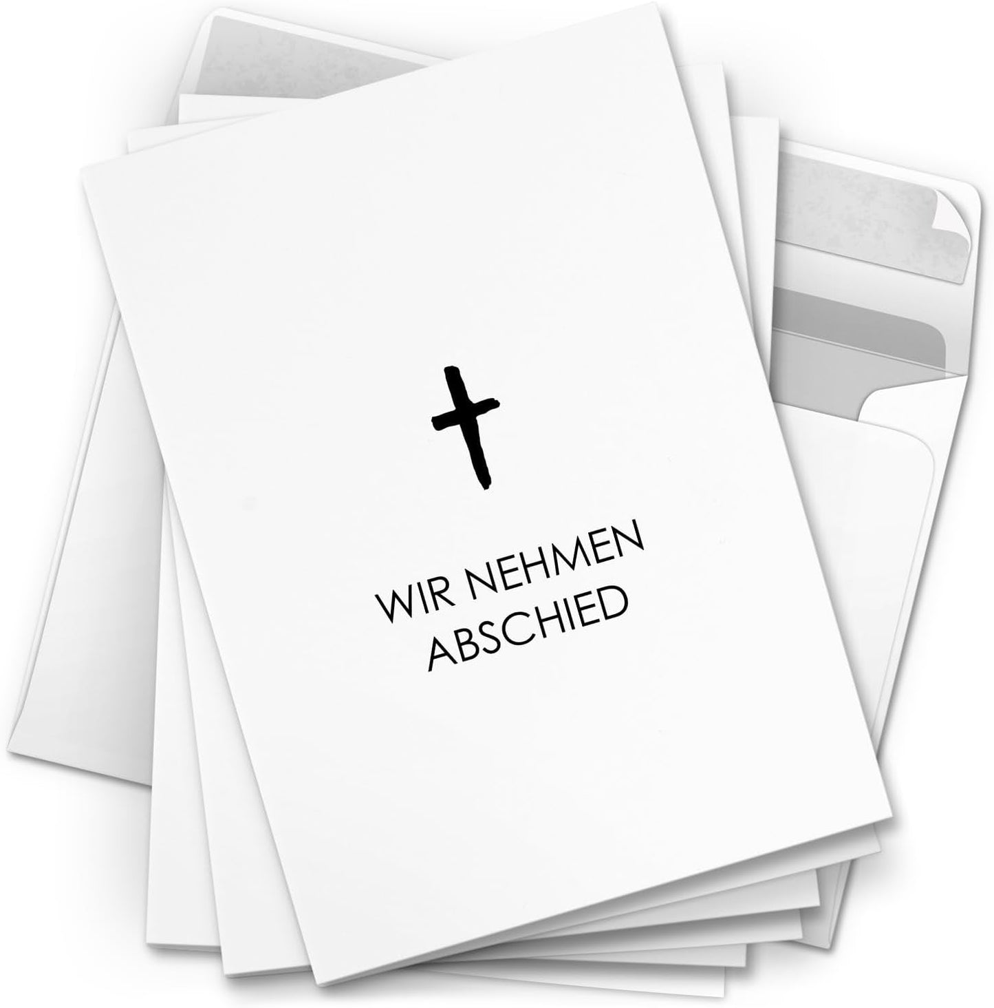 10 Trauerkarten mit Umschlag – Einladung zur Beerdigung oder Trauerfeier | Abschied | Hochwertige Klappkarten zur Todesanzeige – Motiv: Kreuz 2