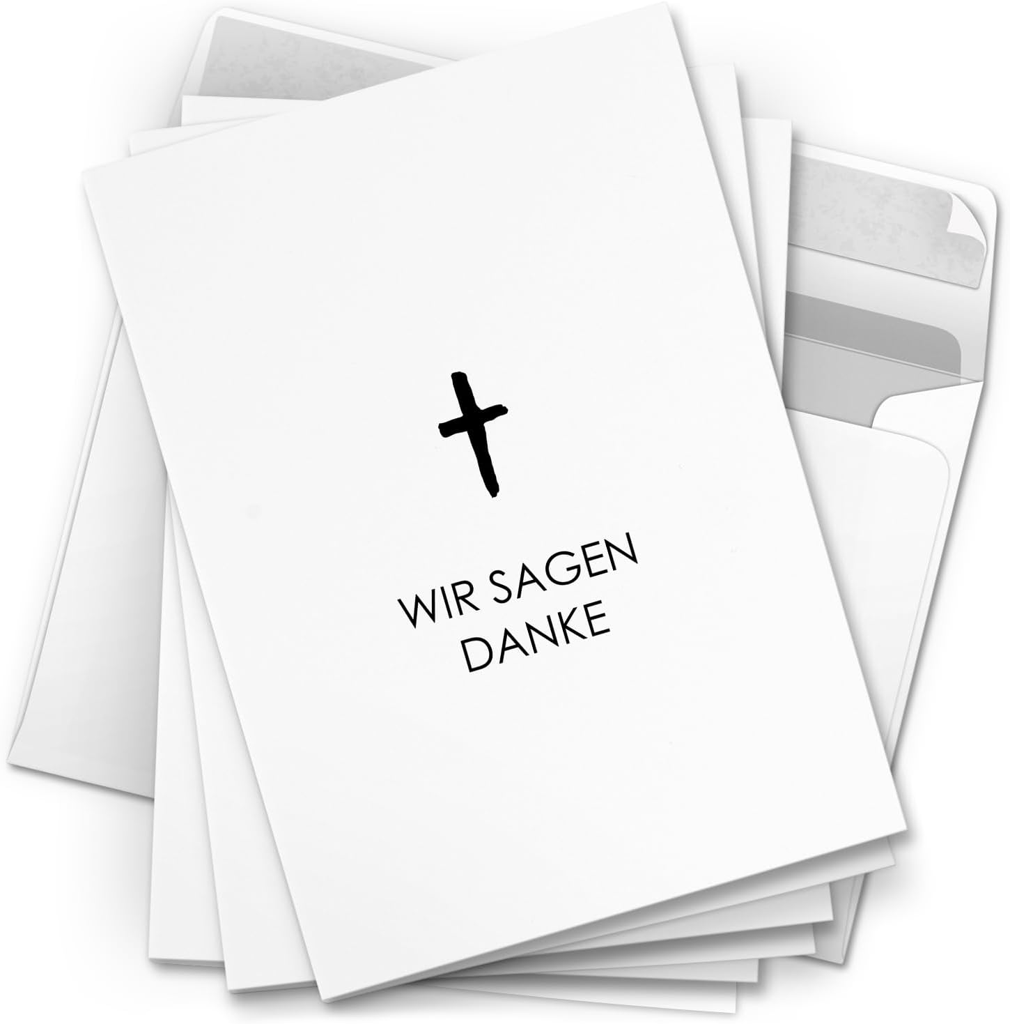 Danksagungskarten Trauer – 10 Klappkarten mit Umschlägen – Wir sagen Danke Kreuz – Trauerkarten Danksagung mit Text – Dankeskarten Trauer nach Beerdigung