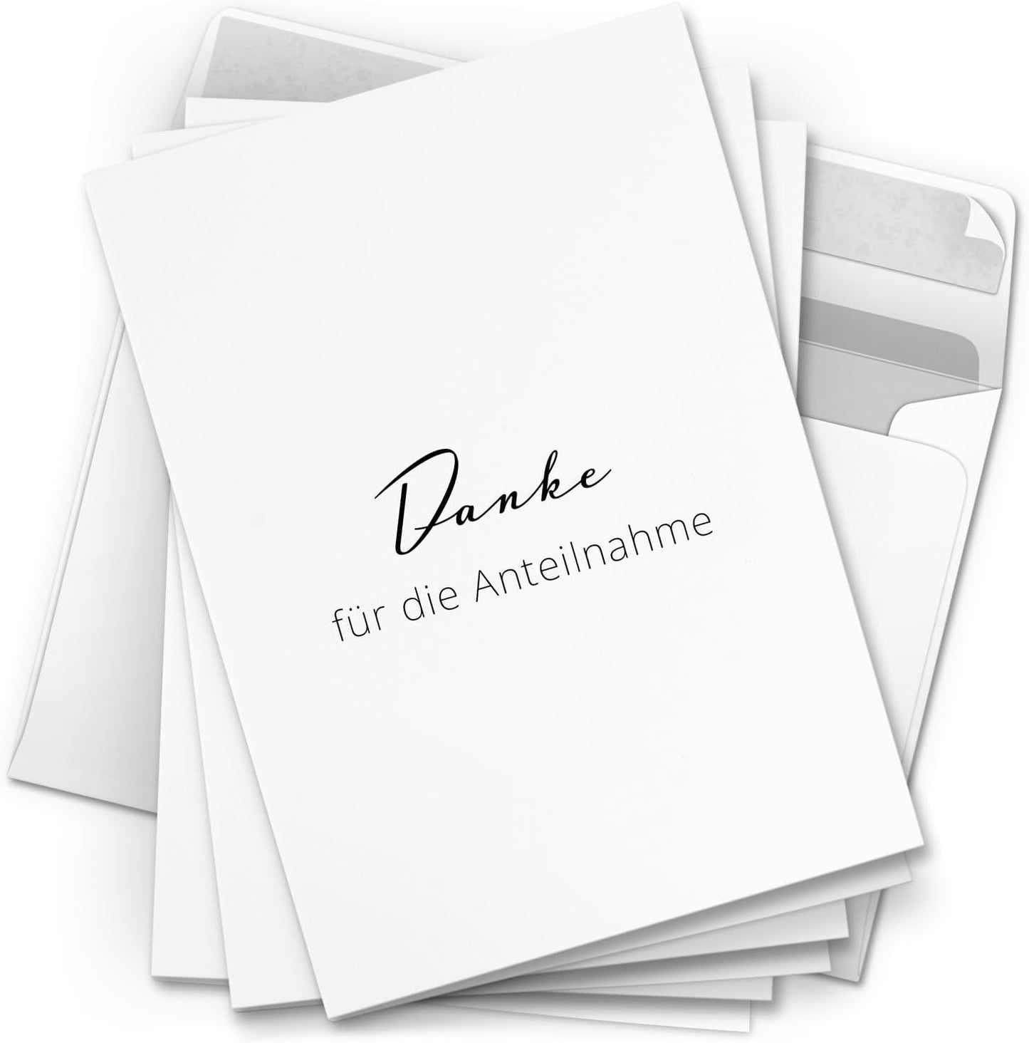 Danksagungskarten Trauer – 10 Klappkarten mit Umschlägen – Motiv: Schlichtes Danke – Trauerkarten Danksagung mit Text – Dankeskarten Trauer nach Beerdigung