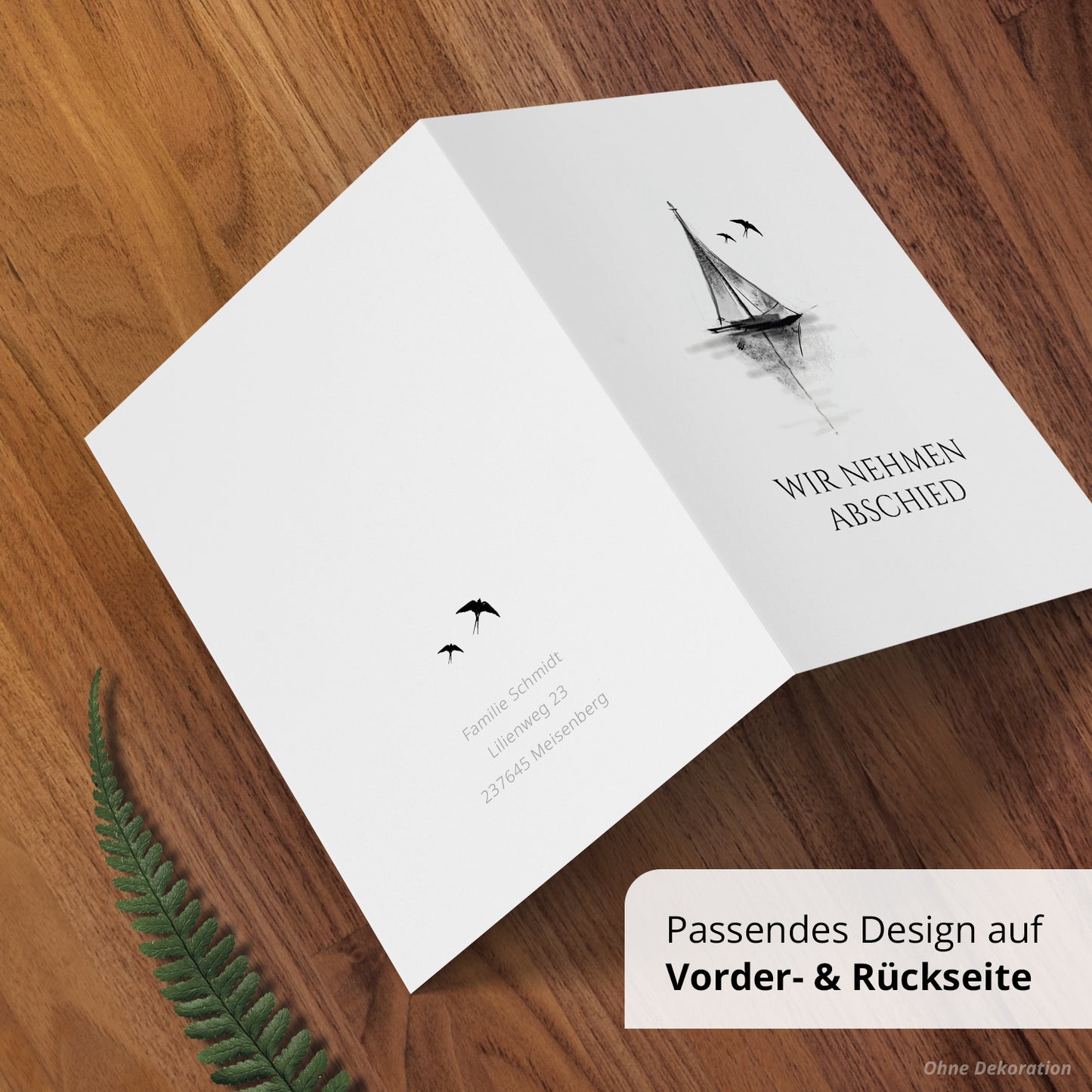 Trauerkarte "Segelboot"