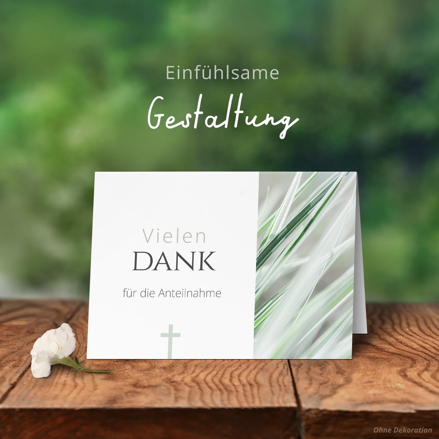 Danksagungskarten Trauer – 10 Klappkarten mit Umschlägen – Motiv: Dezentes Kreuz – Trauerkarten Danksagung mit Text – Dankeskarten Trauer nach Beerdigung
