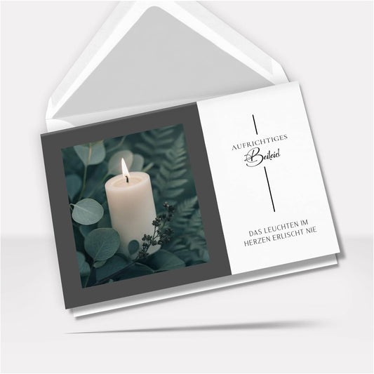 Trauerkarte Beileid mit Umschlag – Beileidskarte Kondolenzkarte – Hochwertige Klappkarte für persönliche Anteilnahme Motiv Das Leuchten im Herzen