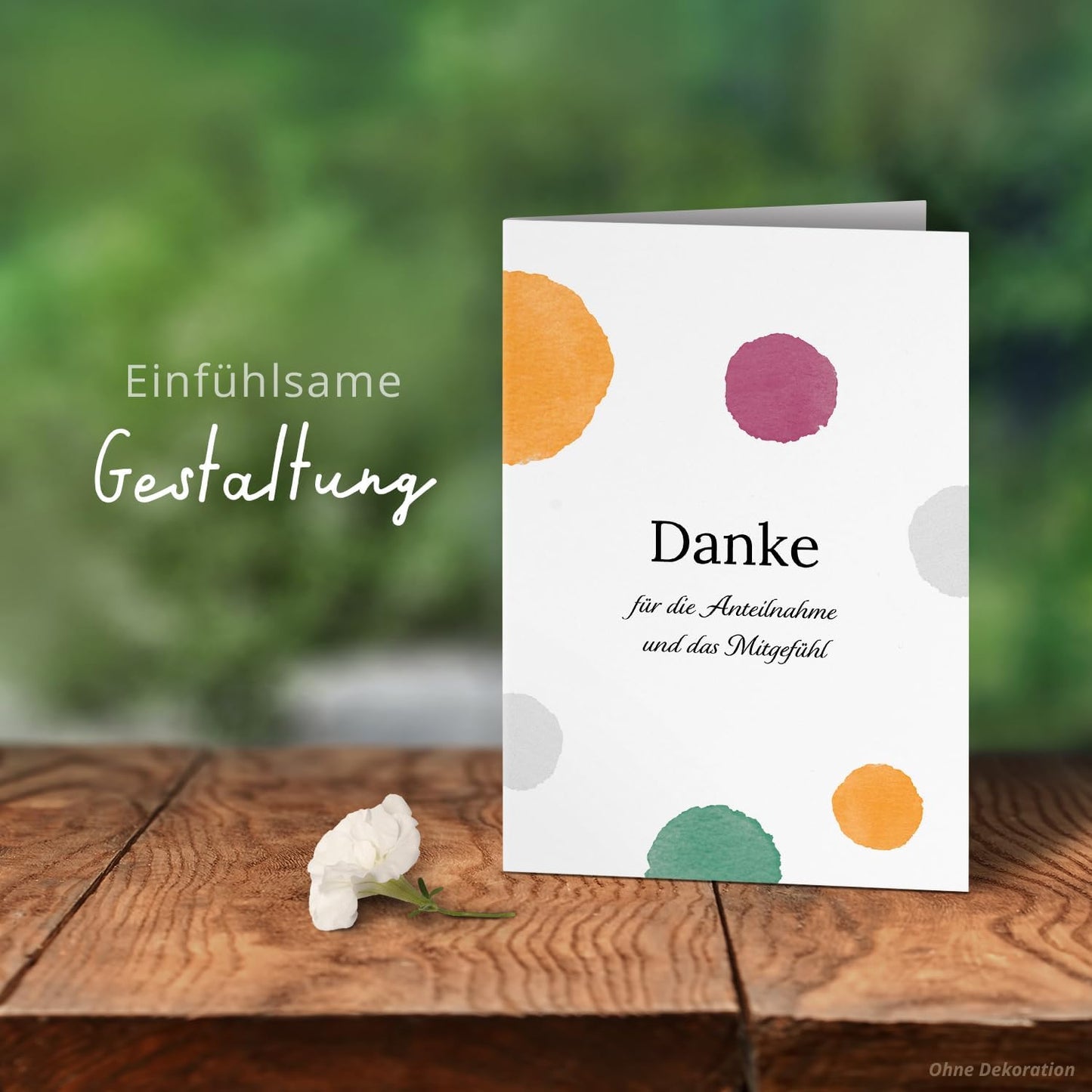 Danksagungskarten Trauer – 10 Klappkarten mit Umschlägen – Motiv: Buntes Danke – Trauerkarten Danksagung mit Text – Dankeskarten Trauer nach Beerdigung
