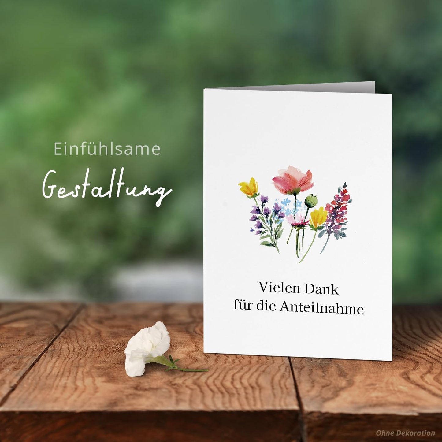 10 PERSONALISIERTE Trauer Danksagungen Dankeskarten mit eigenem Text und Foto | Individuell anpassbare Danke Trauerkarten mit Briefumschlägen | Karten Anteilnahme Blumen bunt