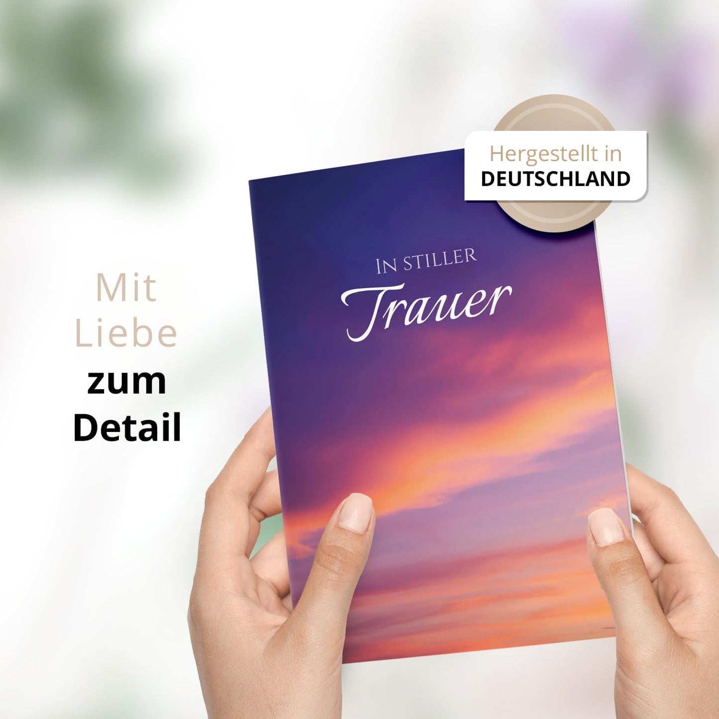 10 Trauerkarten mit Umschlag – Einladung zur Beerdigung oder Trauerfeier | Abschied | Hochwertige Klappkarten zur Todesanzeige – Motiv: Lila Wolken