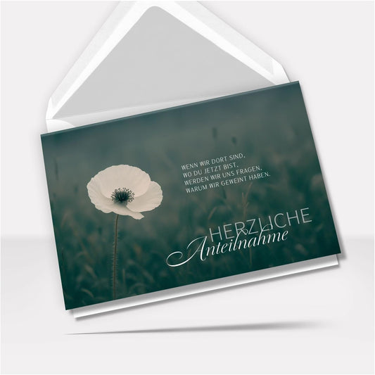 Trauerkarte Beileid mit Umschlag – Beileidskarte Kondolenzkarte – Hochwertige Klappkarte für persönliche Anteilnahme Motiv schöner Text