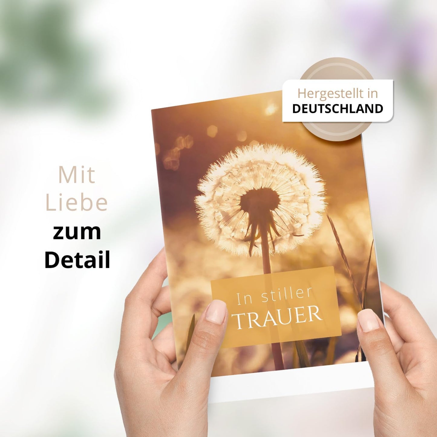 10 Trauerkarten mit Umschlag – Einladung zur Beerdigung oder Trauerfeier | Abschied | Hochwertige Klappkarten zur Todesanzeige – Motiv: Pusteblume
