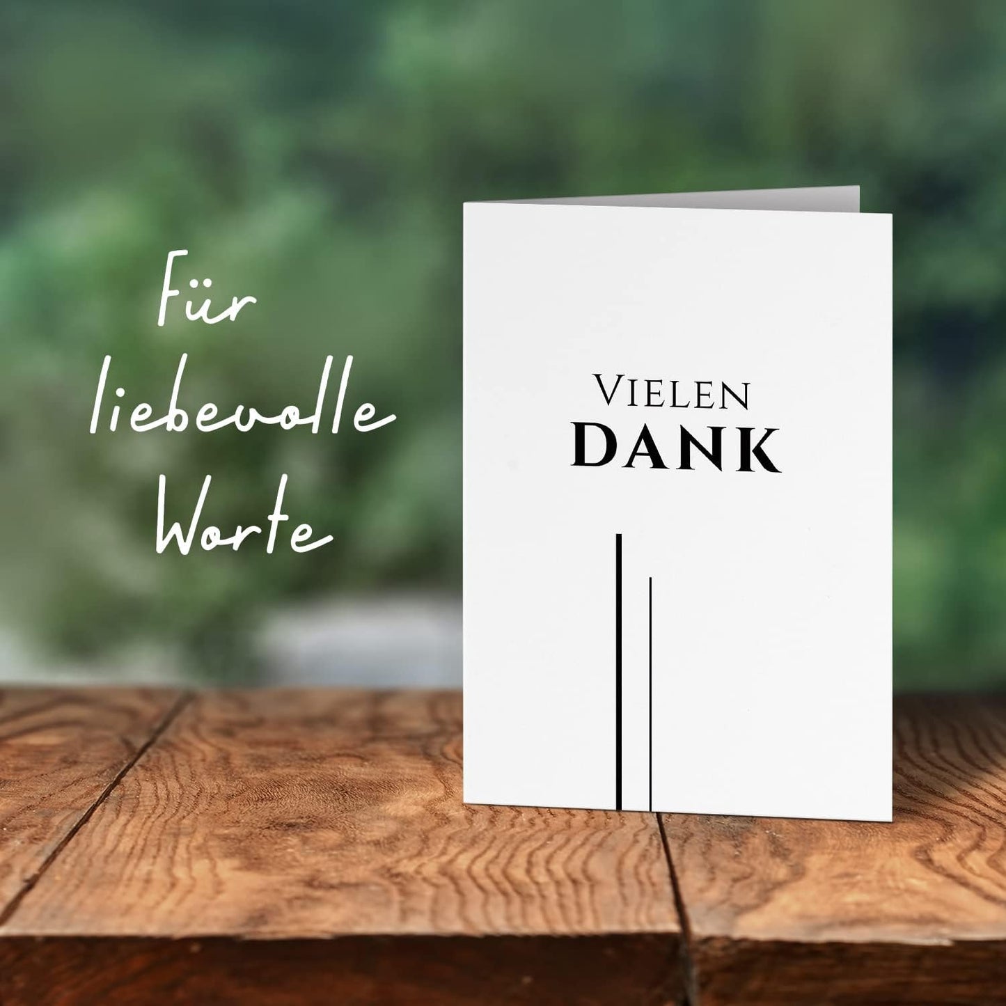 Danksagungskarten Trauer – 10 Klappkarten mit Umschlägen – Motiv: 2 Striche Edel – Trauerkarten Danksagung mit Text – Dankeskarten Trauer nach Beerdigung
