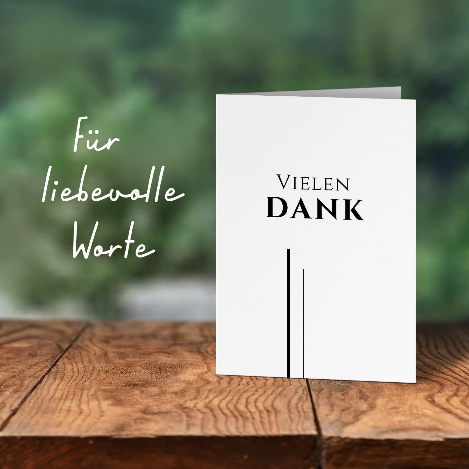 Danksagungskarten Trauer – 10 Klappkarten mit Umschlägen – Motiv: 2 Striche Edel – Trauerkarten Danksagung mit Text – Dankeskarten Trauer nach Beerdigung