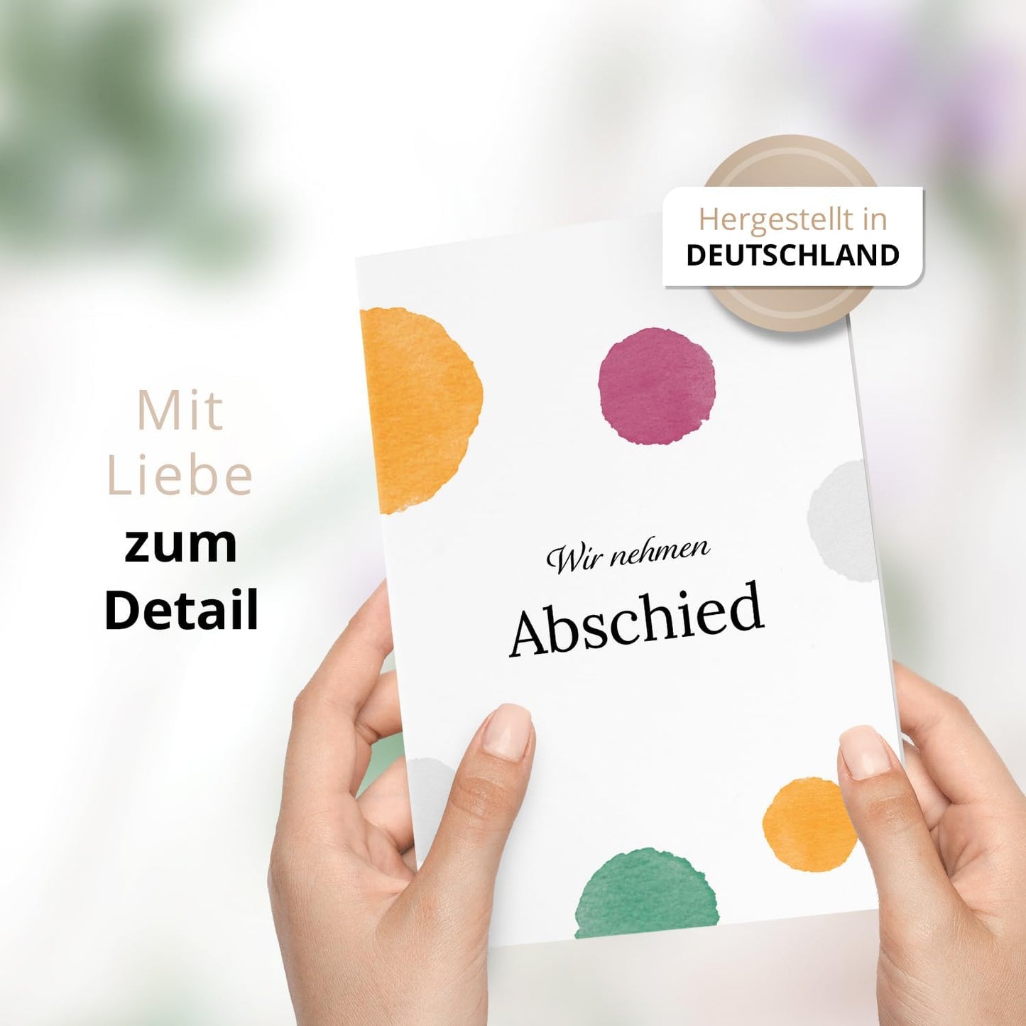 10 Trauerkarten mit Umschlag – Einladung zur Beerdigung oder Trauerfeier | Abschied | Hochwertige Klappkarten zur Todesanzeige – Motiv: Bunt