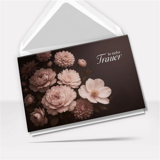 Trauerkarte Beileid mit Umschlag – Beileidskarte Kondolenzkarte – Hochwertige Klappkarte für persönliche Anteilnahme Motiv Tiefe Trauer