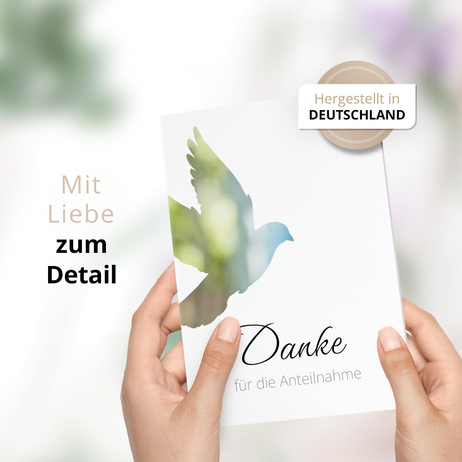 Danksagungskarten Trauer – 10 Klappkarten mit Umschlägen – Motiv: Taube – Trauerkarten Danksagung mit Text – Dankeskarten Trauer nach Beerdigung