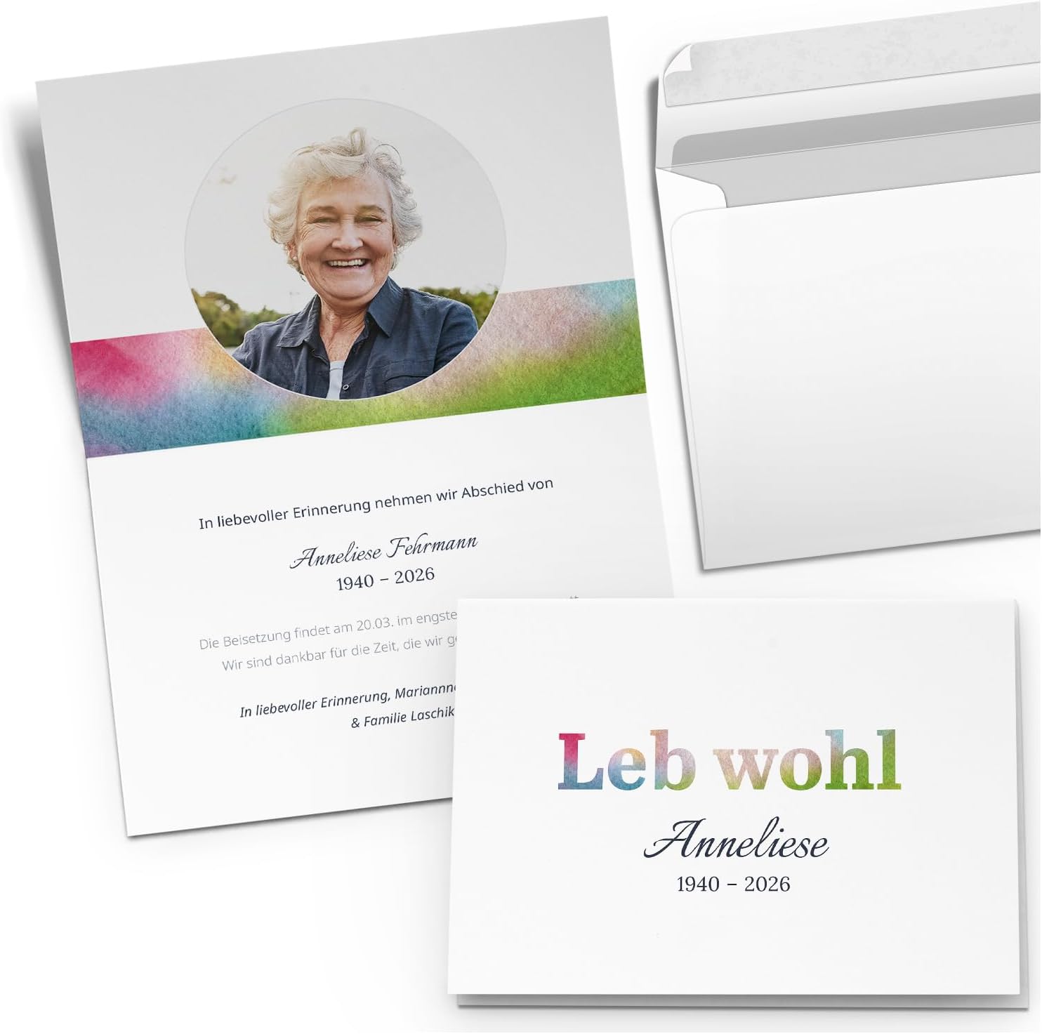 10x Einladung Beerdigung und Trauerfeier PERSONALISIERT | INDIVIDUALISIERT mit Text Foto und Umschlägen Klappkarte stilvoll hochwertig Karten Motiv 11