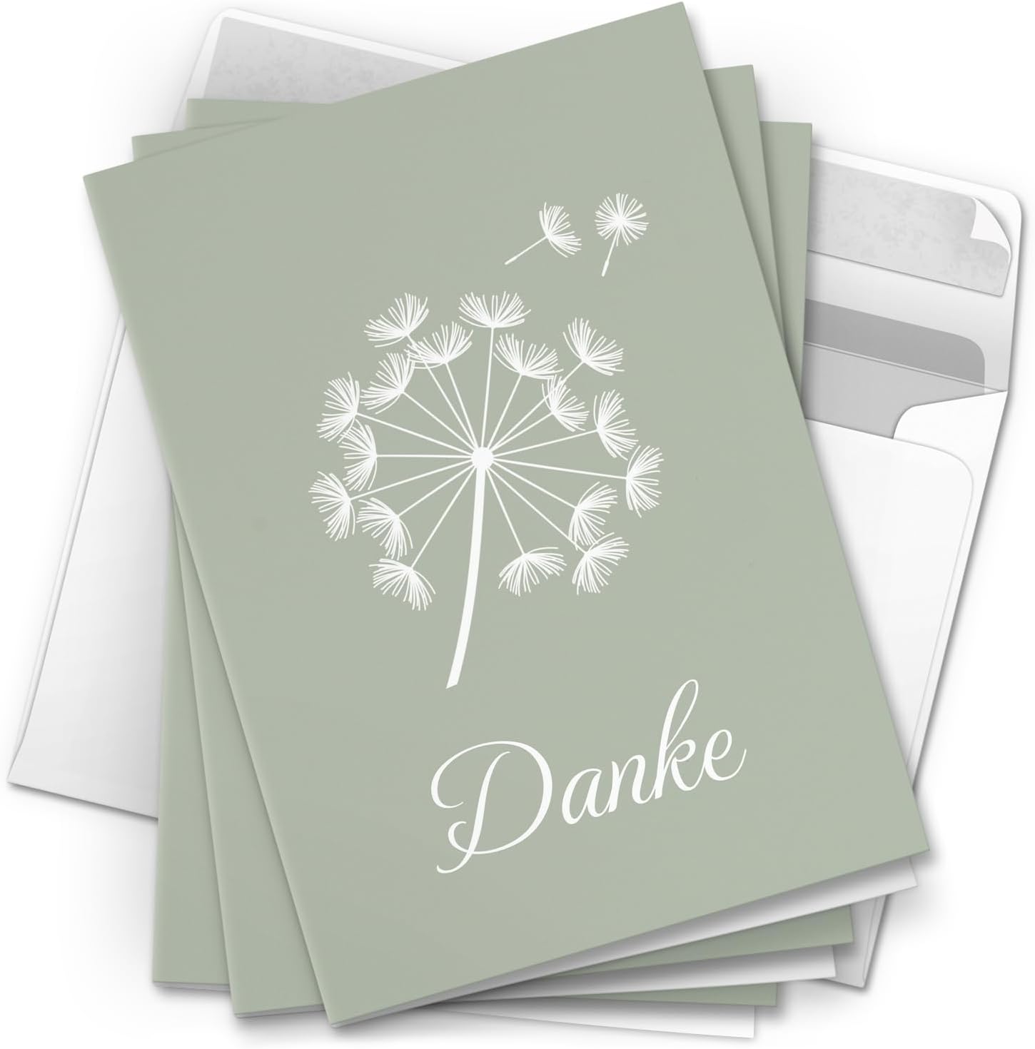 Danksagungskarten Trauer – 10 Klappkarten mit Umschlägen – Motiv: Pusteblume Mint – Trauerkarten Danksagung mit Text – Dankeskarten Trauer nach Beerdigung