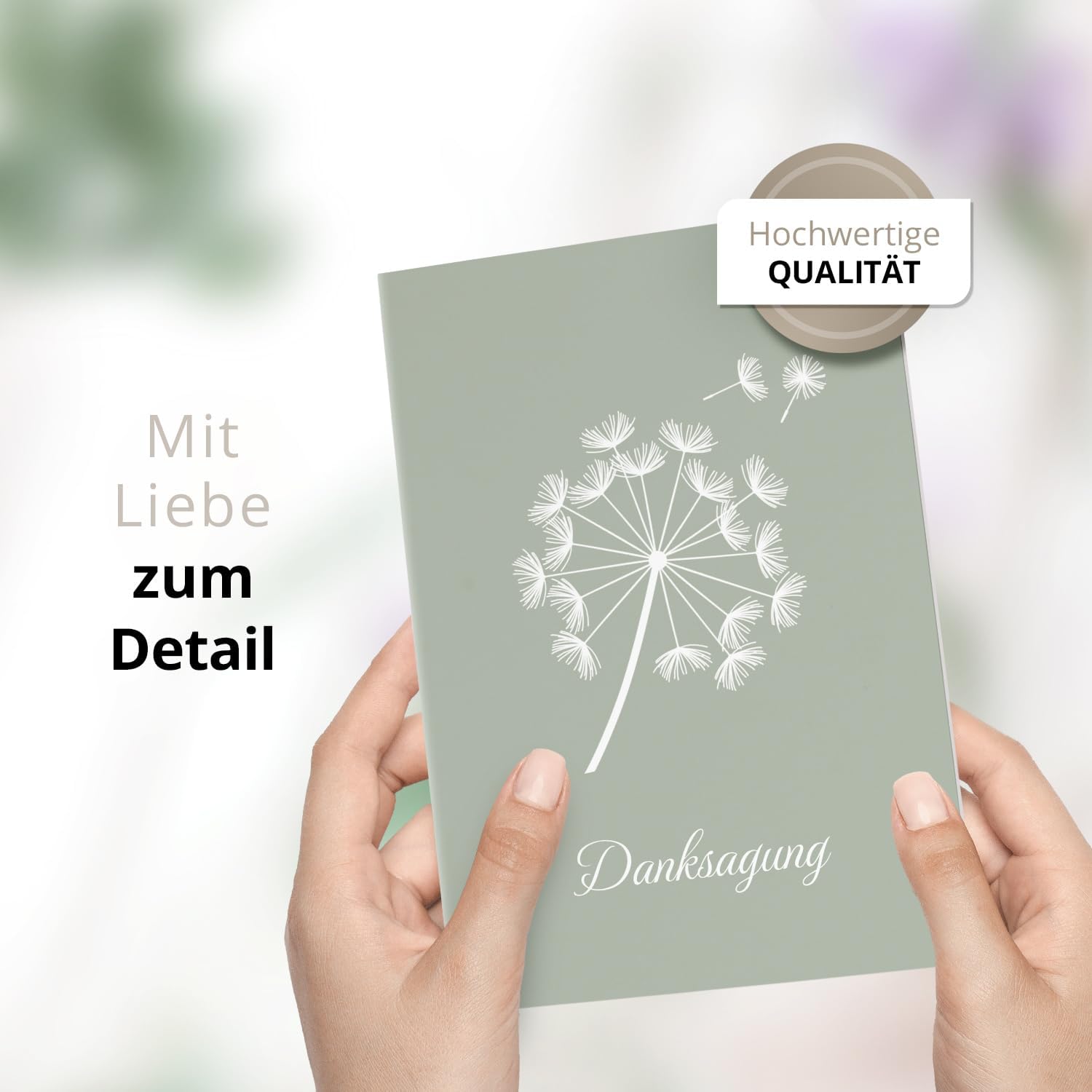 Einladungskarten Manufaktur Hamburg 10 PERSONALISIERTE Trauer Danksagungen Dankeskarten mit eigenem Text und Foto | Individuell anpassbare Danke Trauerkarten mit Briefumschlägen | Karten Pusteblume