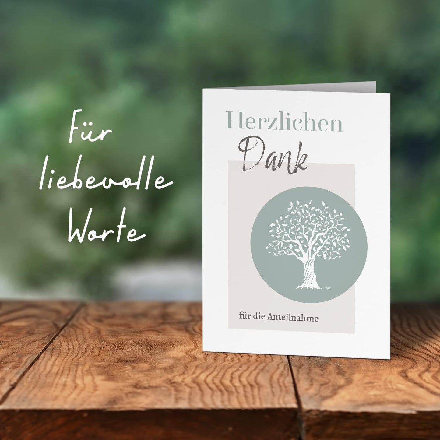 Danksagungskarten Trauer – 10 Klappkarten mit Umschlägen – Motiv: Baum Blätter – Trauerkarten Danksagung mit Text – Dankeskarten Trauer nach Beerdigung