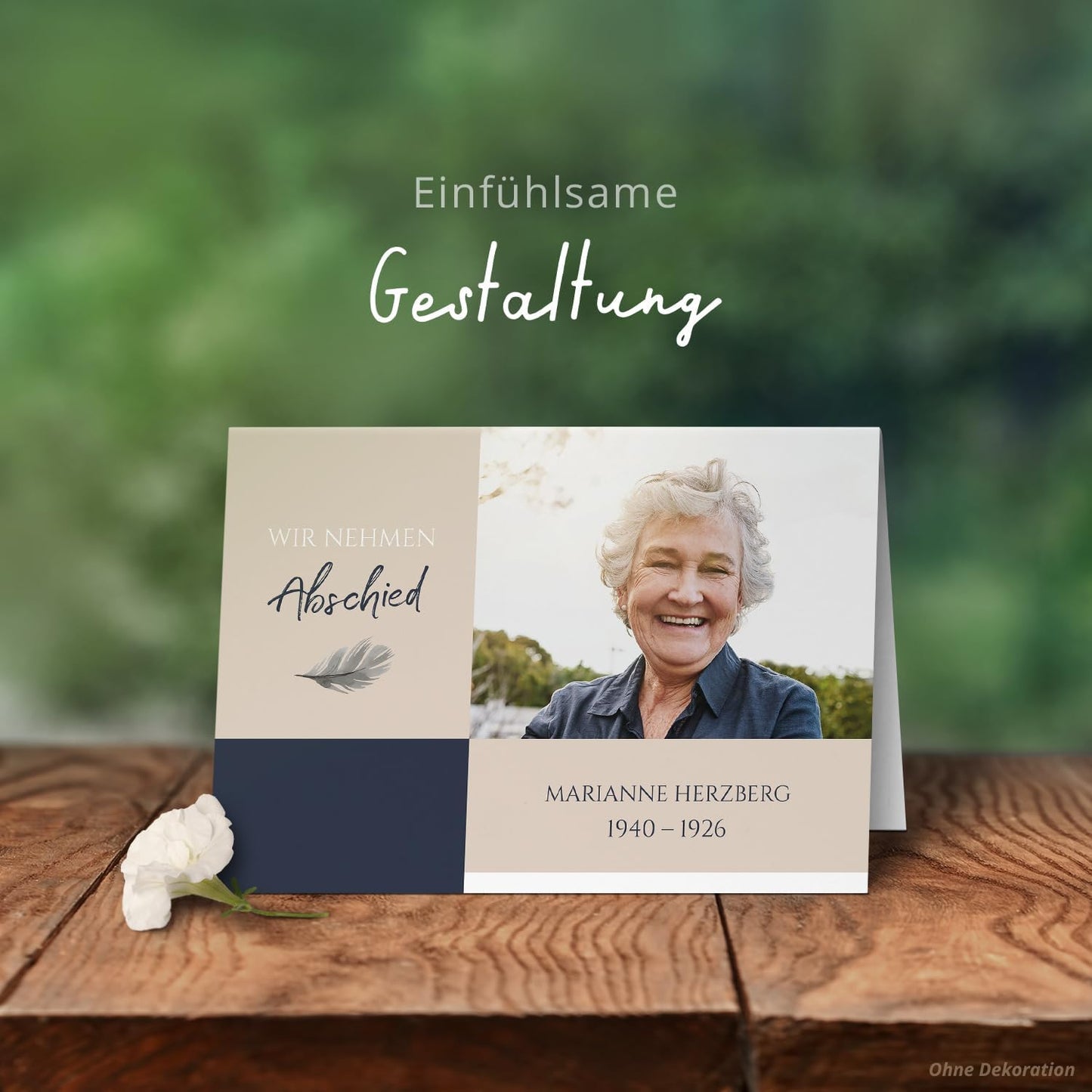 10x Einladung Beerdigung und Trauerfeier PERSONALISIERT | INDIVIDUALISIERT mit Text Foto und Umschlägen Klappkarte stilvoll hochwertig Karten Motiv 03