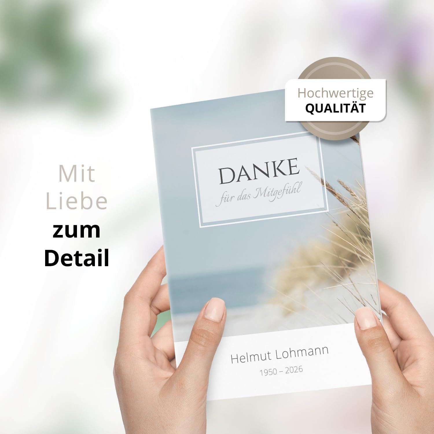 10 PERSONALISIERTE Trauer Danksagungen Dankeskarten mit eigenem Text und Foto | Individuell anpassbare Trauerkarten mit Briefumschlägen | Danke für das Mitgefühl 03