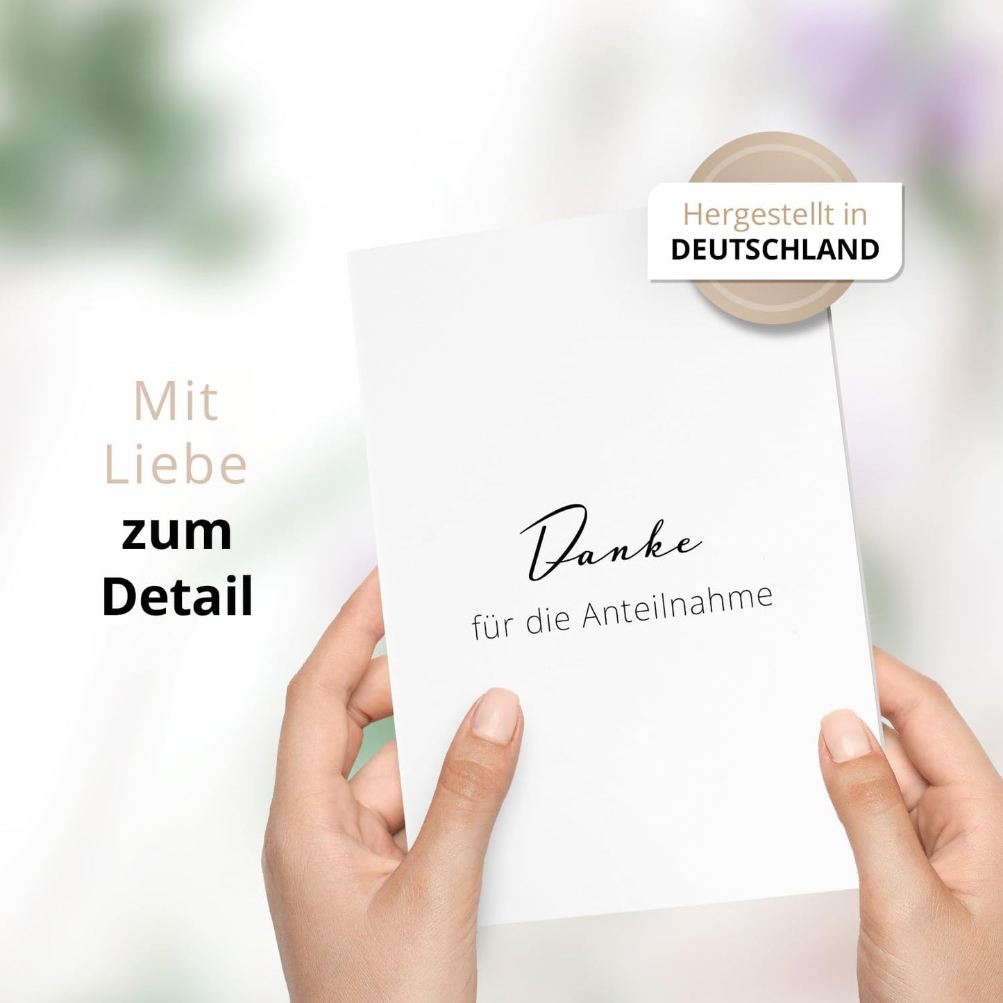 Danksagungskarten Trauer – 10 Klappkarten mit Umschlägen – Motiv: Schlichtes Danke – Trauerkarten Danksagung mit Text – Dankeskarten Trauer nach Beerdigung