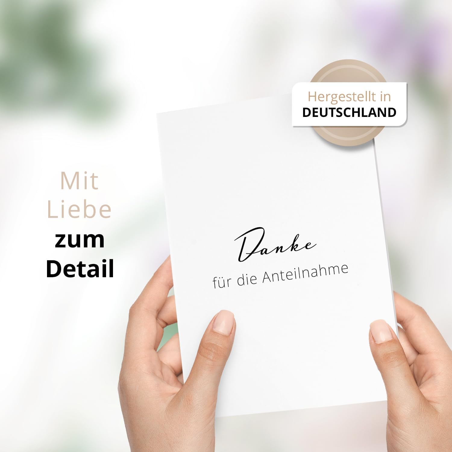 Danksagungskarten Trauer – 10 Klappkarten mit Umschlägen – Motiv: Schlichtes Danke – Trauerkarten Danksagung mit Text – Dankeskarten Trauer nach Beerdigung