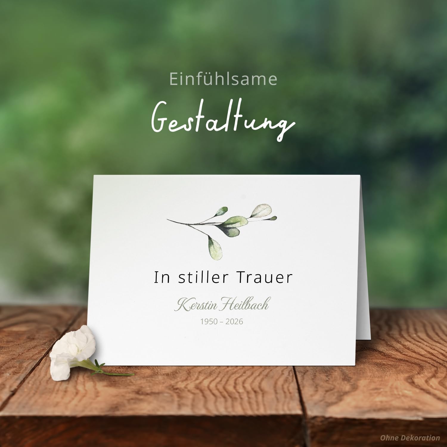 10x Einladung Beerdigung und Trauerfeier PERSONALISIERT | INDIVIDUALISIERT mit Text Foto und Umschlägen Klappkarte stilvoll hochwertig Karten Motiv 07
