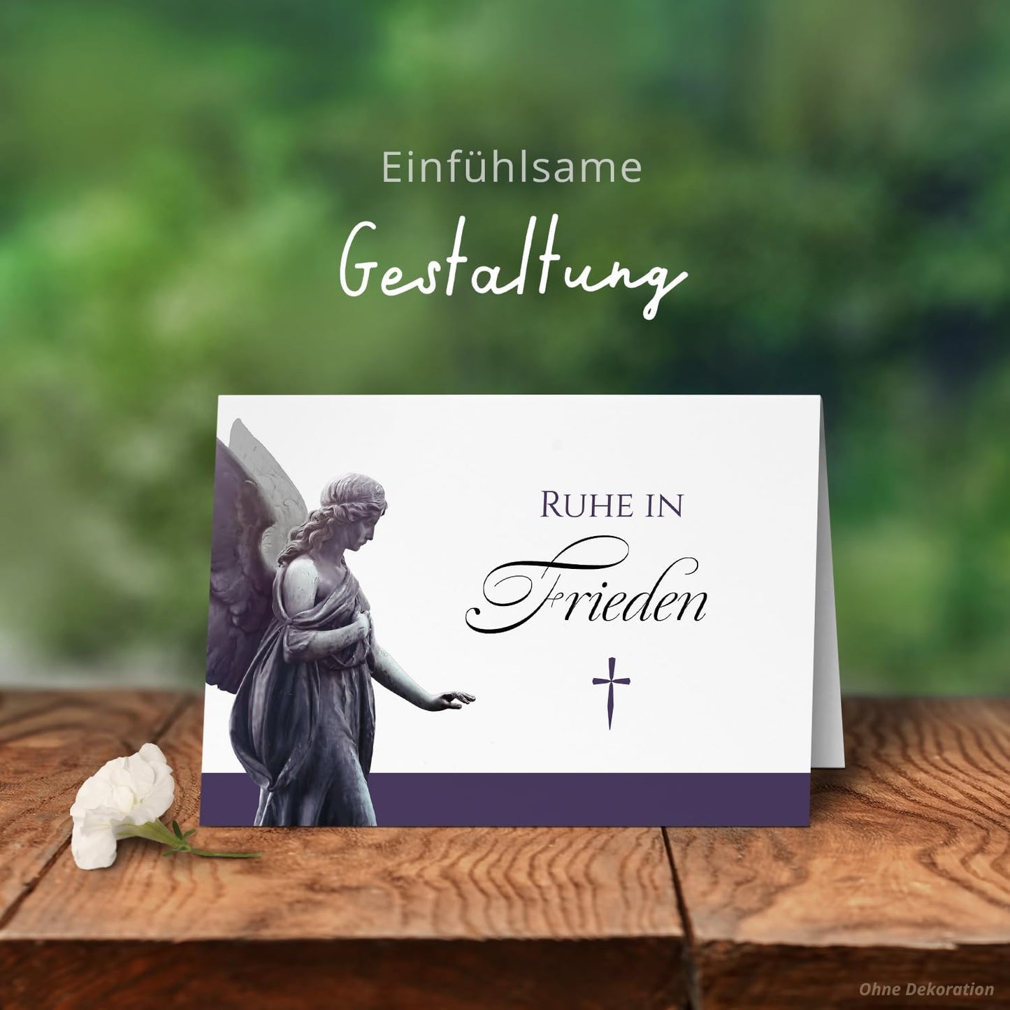 10 Trauerkarten mit Umschlag – Einladung zur Beerdigung oder Trauerfeier | Abschied | Hochwertige Klappkarten zur Todesanzeige – Motiv: Engel