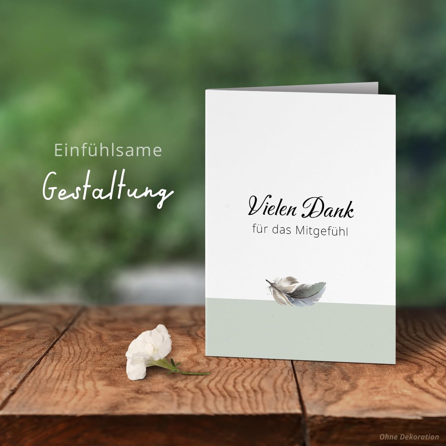 10 PERSONALISIERTE Trauer Danksagungen Dankeskarten mit eigenem Text und Foto | Individuell anpassbare Danke Trauerkarten mit Briefumschlägen | Karten für das Mitgefühl Feder
