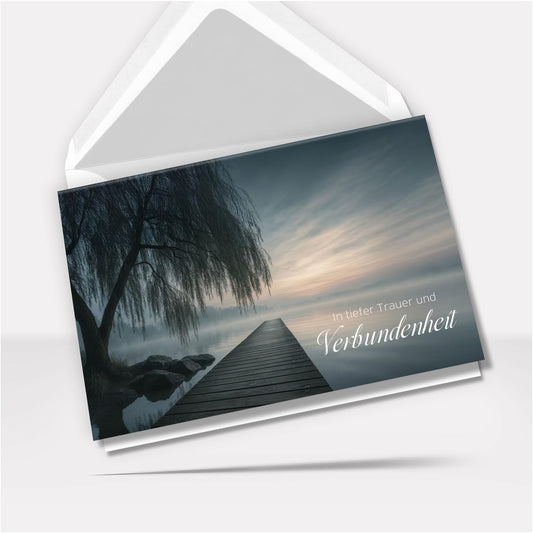Trauerkarte Beileid mit Umschlag – Beileidskarte Kondolenzkarte – Hochwertige Klappkarte für persönliche Anteilnahme Motiv Verbundenheit