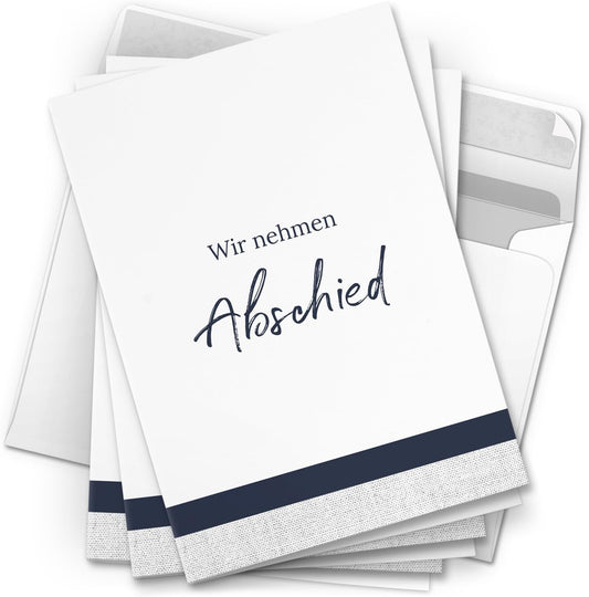 10 Trauerkarten mit Umschlag – Einladung zur Beerdigung oder Trauerfeier | Abschied | Hochwertige Klappkarten zur Todesanzeige – Motiv: Abschied 1