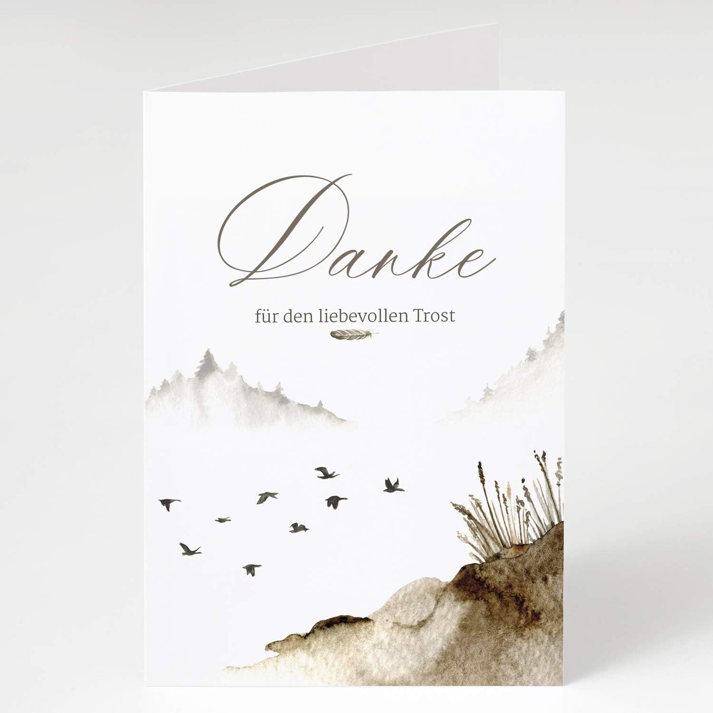 Trauer Danksagungskarten mit Umschlag | Motiv: Schilf, 10 Stück | Dankeskarten DIN A6 Set | Klappkarten-Trauerkarten Danksagung Danke sagen
