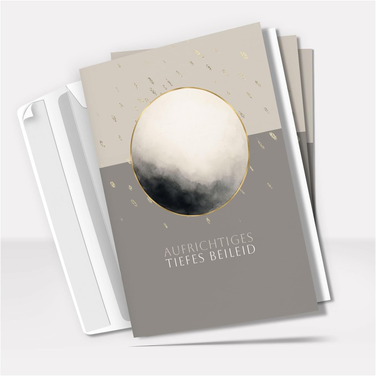Trauerkarte Beileid mit Umschlag – Beileidskarte Kondolenzkarte – Hochwertige Klappkarte für persönliche Anteilnahme - Modern Gold Look