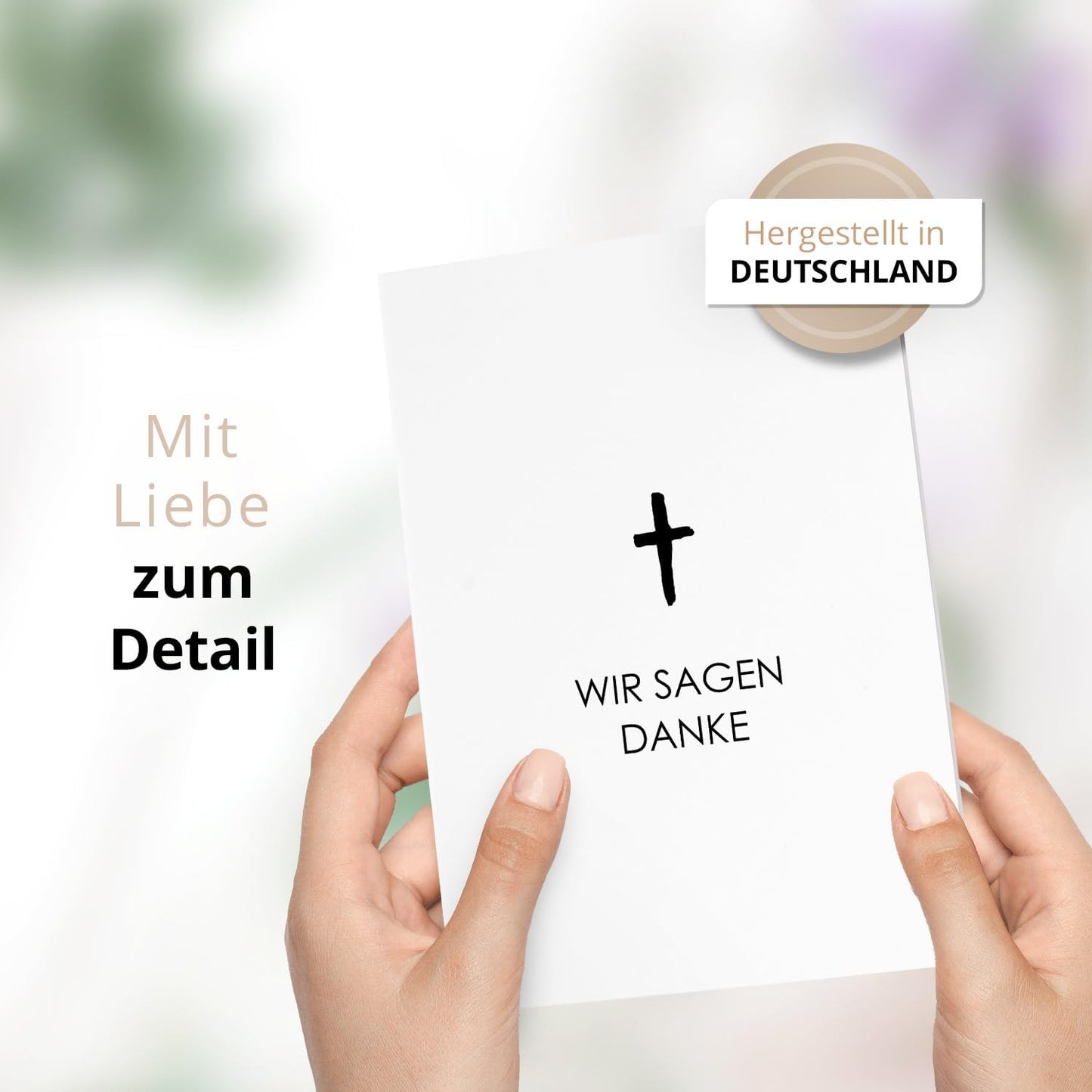 Danksagungskarten Trauer – 10 Klappkarten mit Umschlägen – Wir sagen Danke Kreuz – Trauerkarten Danksagung mit Text – Dankeskarten Trauer nach Beerdigung