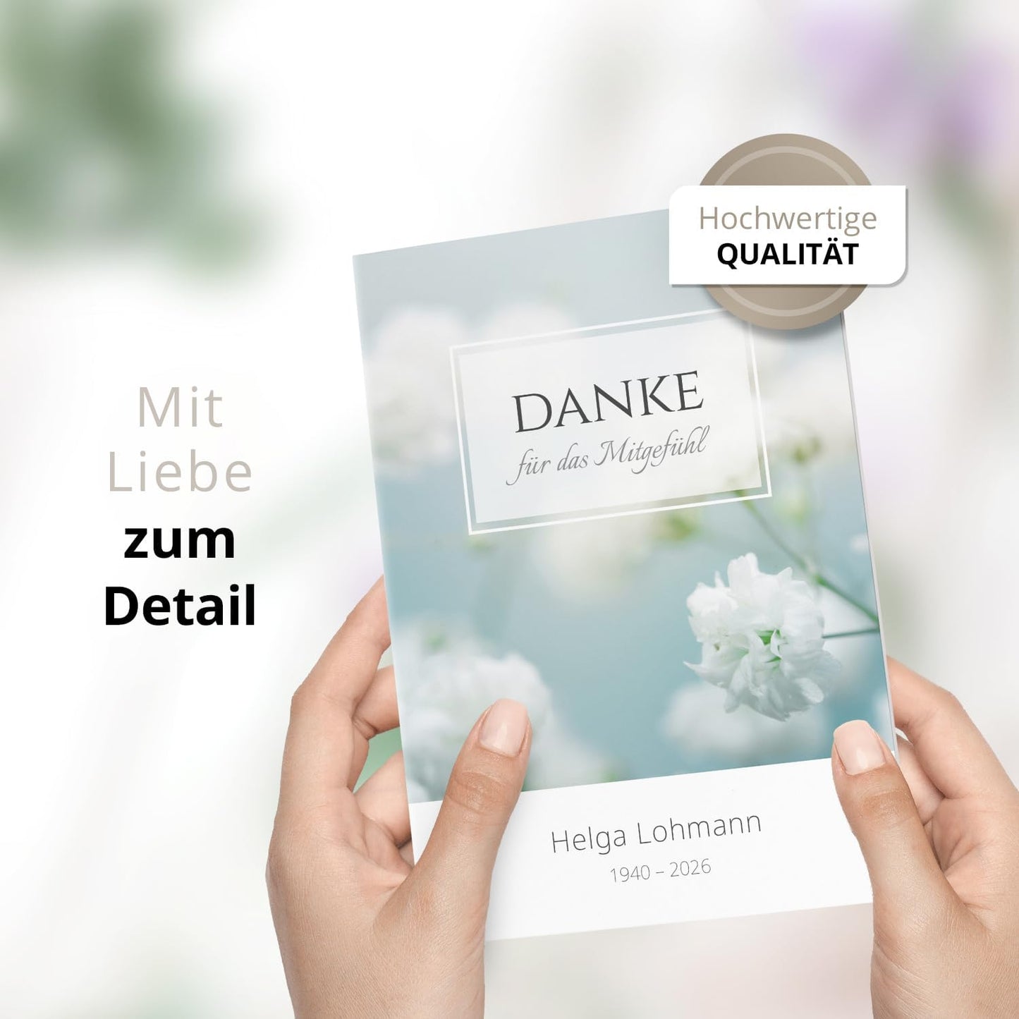 10 PERSONALISIERTE Trauer Danksagungen Dankeskarten mit eigenem Text und Foto | Individuell anpassbare Trauerkarten mit Briefumschlägen | Danke für das Mitgefühl 01