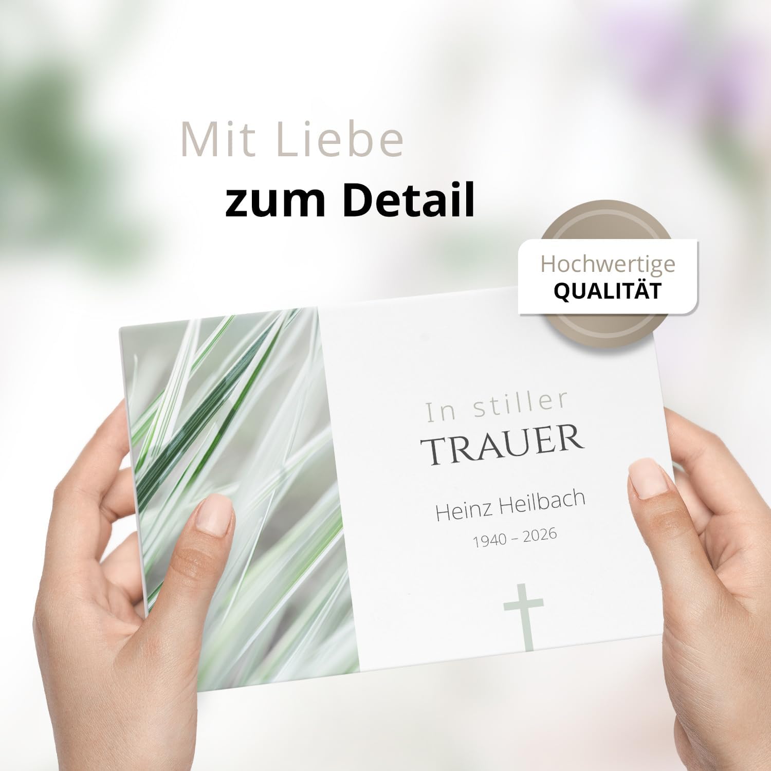 10x Einladung Beerdigung und Trauerfeier PERSONALISIERT | INDIVIDUALISIERT mit Text Foto und Umschlägen Klappkarte stilvoll hochwertig Karten Motiv 05