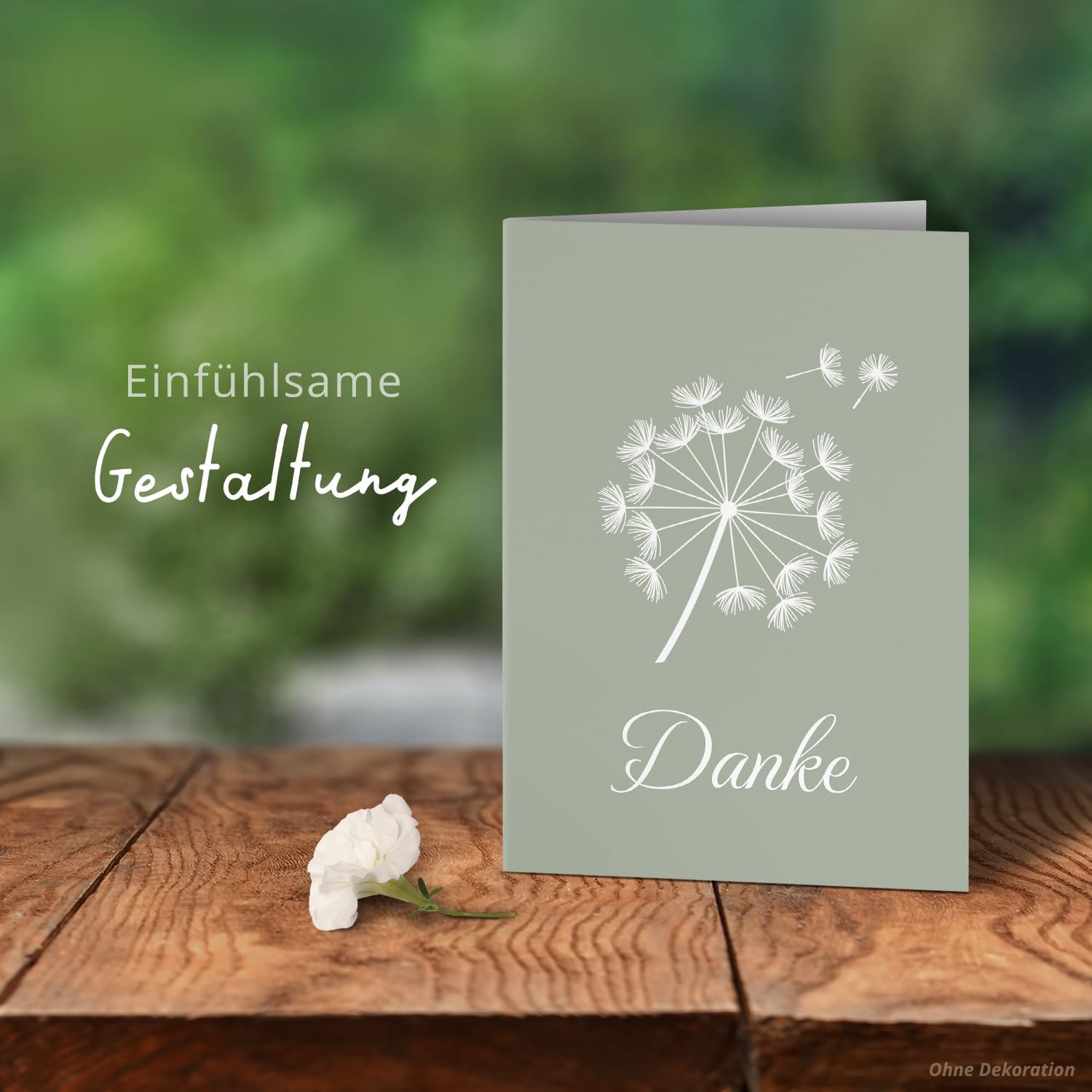 Danksagungskarten Trauer – 10 Klappkarten mit Umschlägen – Motiv: Pusteblume Mint – Trauerkarten Danksagung mit Text – Dankeskarten Trauer nach Beerdigung