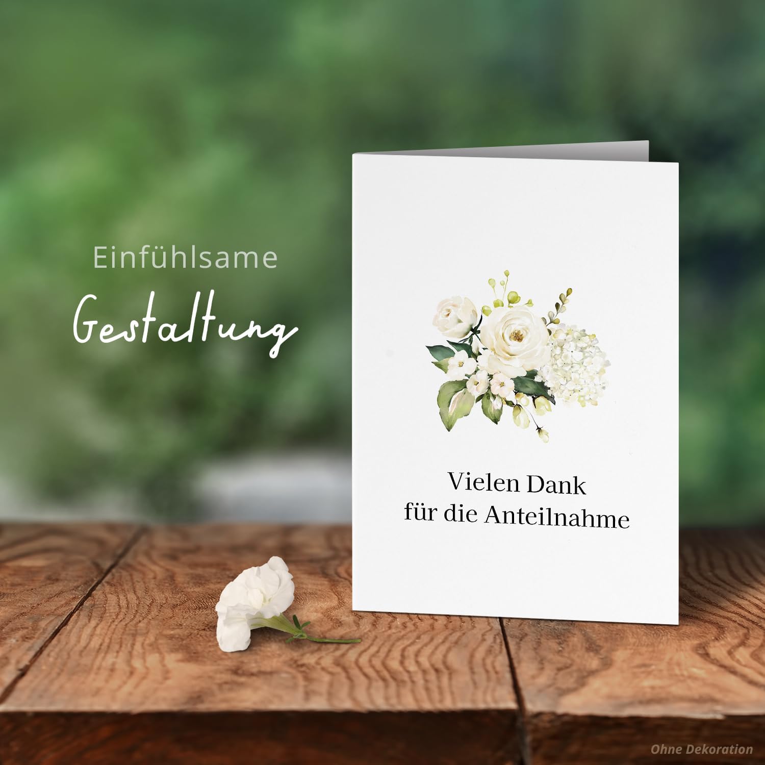 10 PERSONALISIERTE Trauer Danksagungen Dankeskarten mit eigenem Text und Foto | Individuell anpassbare Danke Trauerkarten mit Briefumschlägen | Karten Anteilnahme Blumen weiss