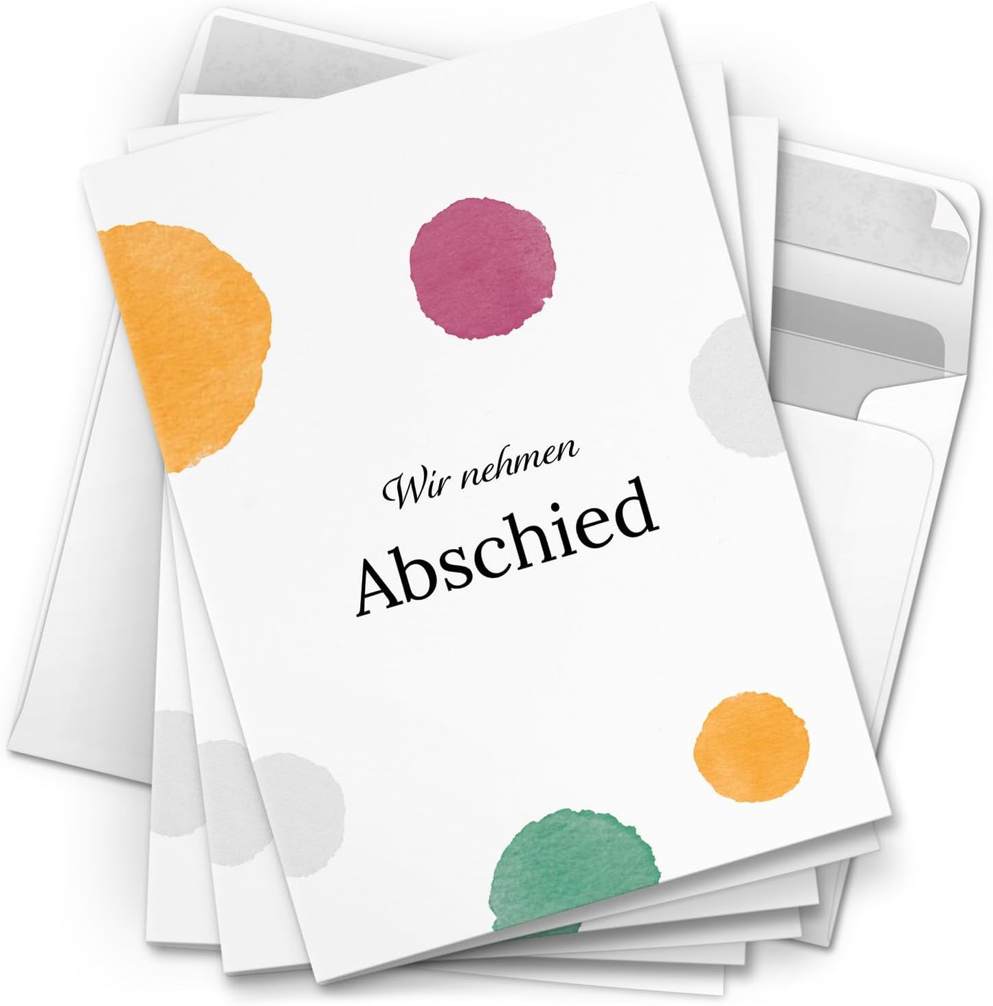 10 Trauerkarten mit Umschlag – Einladung zur Beerdigung oder Trauerfeier | Abschied | Hochwertige Klappkarten zur Todesanzeige – Motiv: Bunt