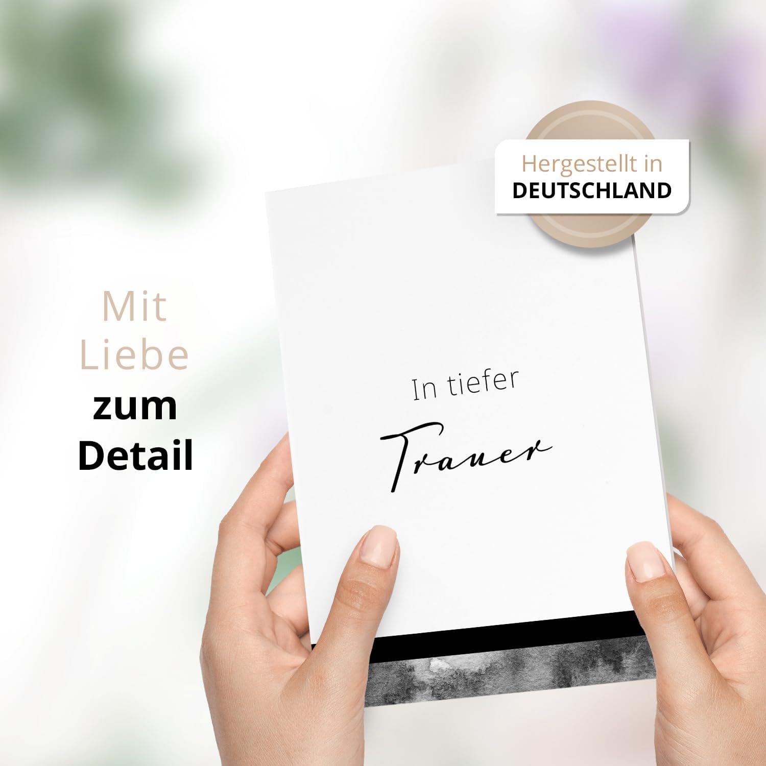 10 Trauerkarten mit Umschlag – Einladung zur Beerdigung oder Trauerfeier | Abschied | Hochwertige Klappkarten zur Todesanzeige – Motiv: Schriftzug