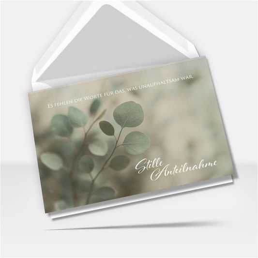 Trauerkarte Beileid mit Umschlag – Beileidskarte Kondolenzkarte – Hochwertige Klappkarte für persönliche Anteilnahme Motiv Stille
