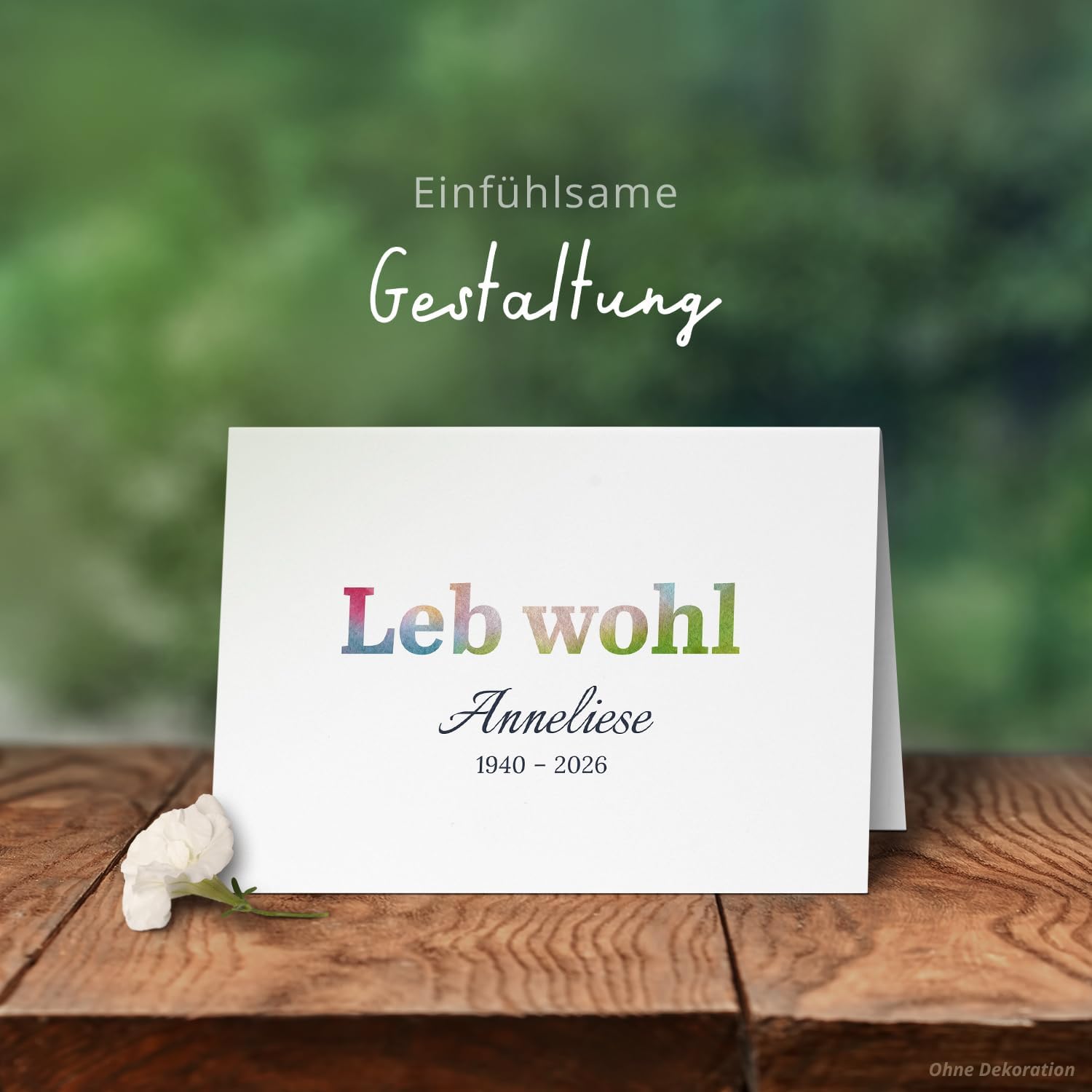 10x Einladung Beerdigung und Trauerfeier PERSONALISIERT | INDIVIDUALISIERT mit Text Foto und Umschlägen Klappkarte stilvoll hochwertig Karten Motiv 11