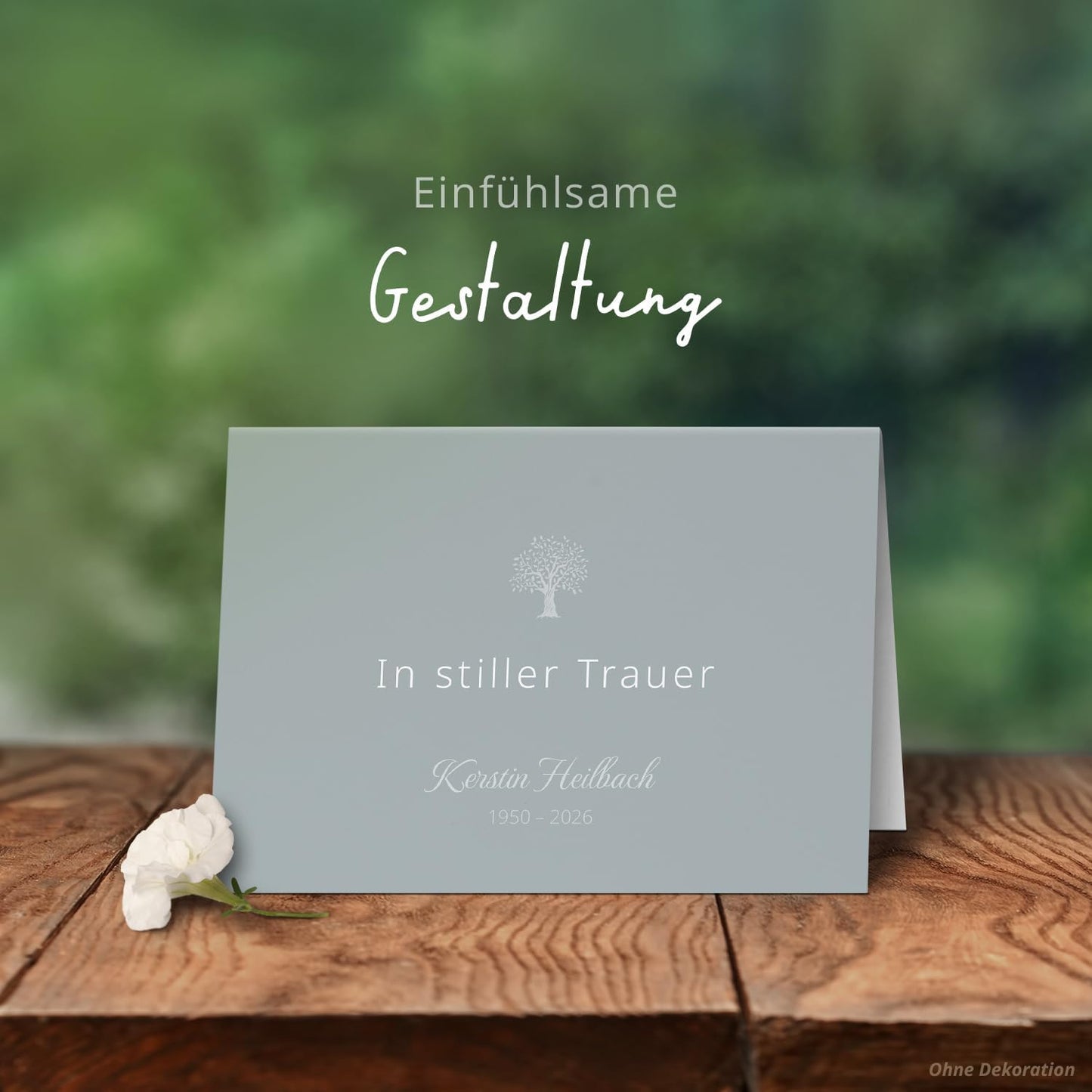 10x Einladung Beerdigung und Trauerfeier PERSONALISIERT | INDIVIDUALISIERT mit Text Foto und Umschlägen Klappkarte stilvoll hochwertig Karten Motiv 06