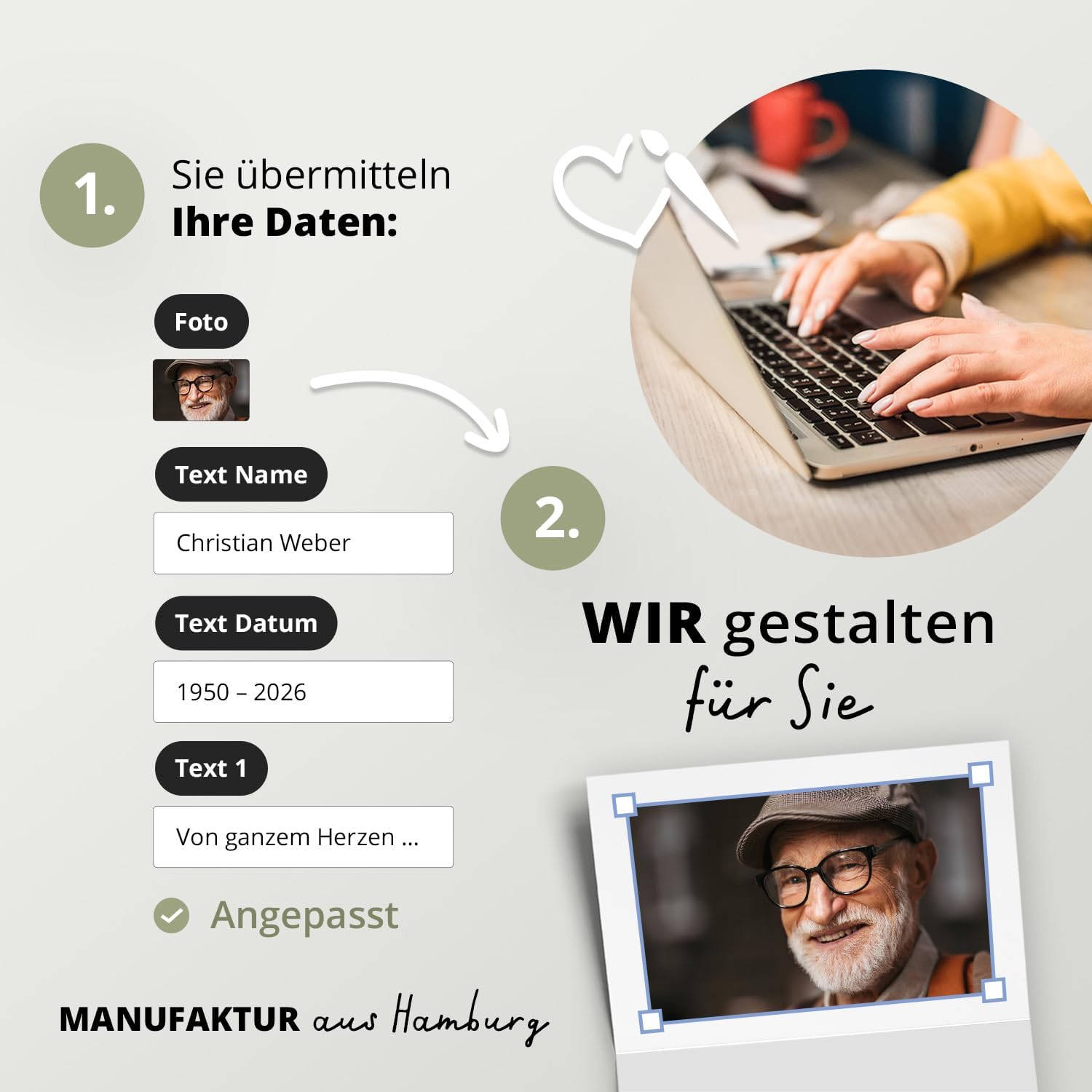 Einladungskarten Manufaktur Hamburg 10 PERSONALISIERTE Trauer Danksagungen Dankeskarten mit Text und Foto | Individuell anpassbare Trauerkarten mit Briefumschlägen | Karten weiße Rose