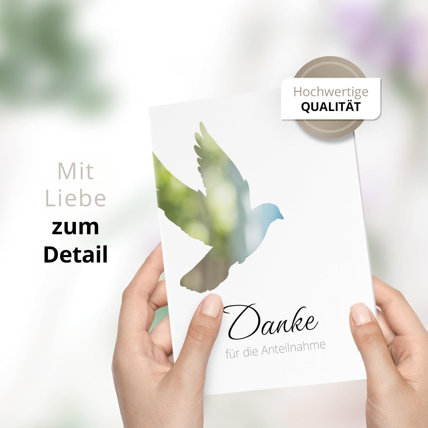 10 PERSONALISIERTE Trauer Danksagungen Dankeskarten mit eigenem Text und Foto | Individuell anpassbare Danke Trauerkarten mit Briefumschlägen | Karten für die Anteinahme Taube